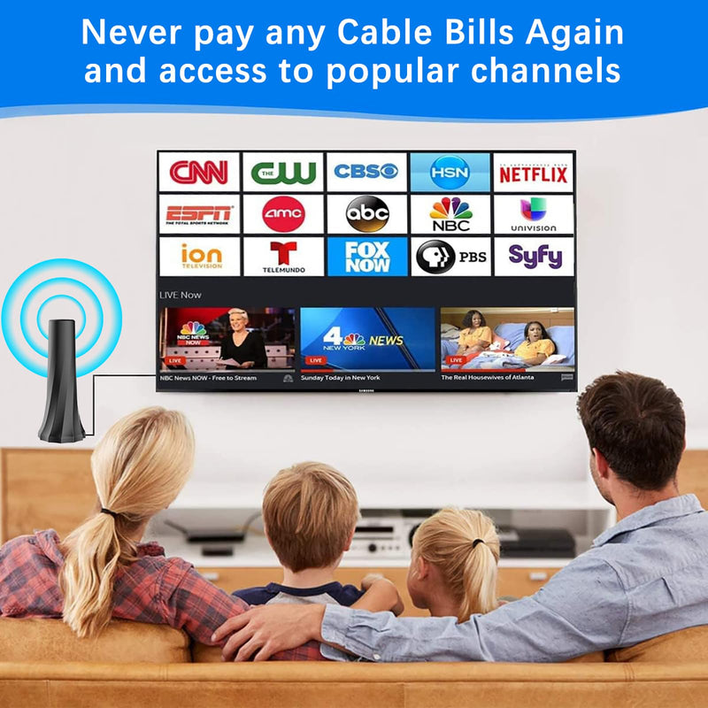 2026 TV Antenna Indoor,Antenna for Smart TV with 360° Signal Booster Reception,HD Antenna for Local Channels 2500+ Miles Range,Digital Antenna Indoor Supports 4K 8K 1080p TVs-Antennas 25FT Coax Cable Black