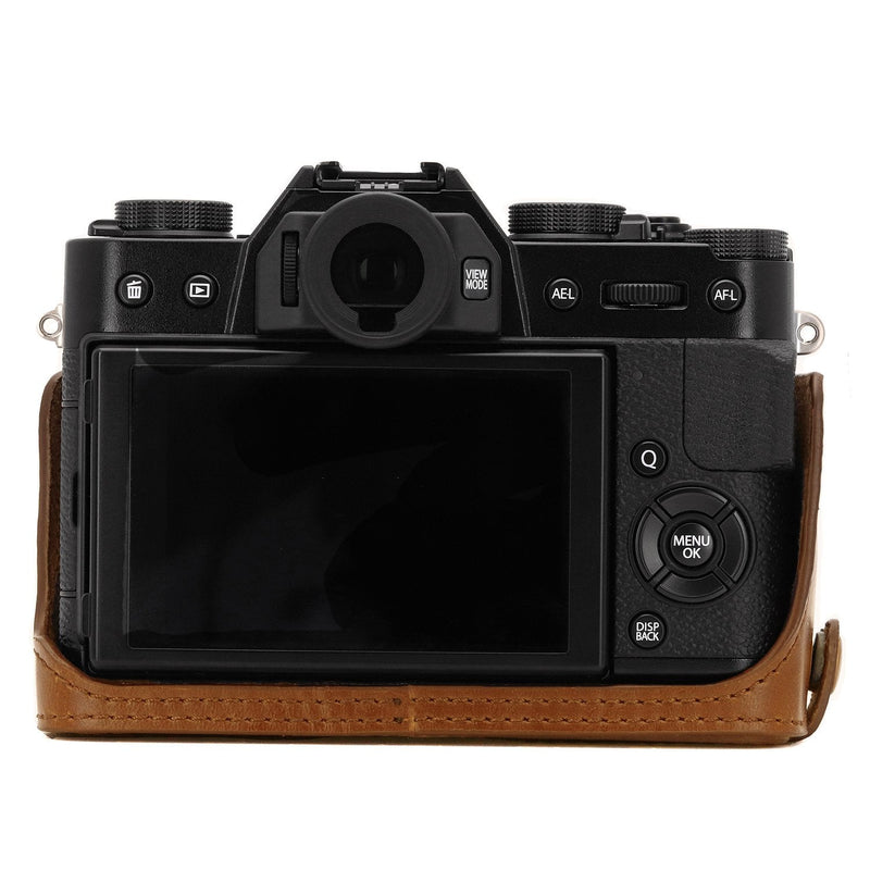 MegaGear Ever Ready Leather Camera Half Case and Strap Compatible with Fujifilm X-T30, X-T20, X-T10 Light Brown