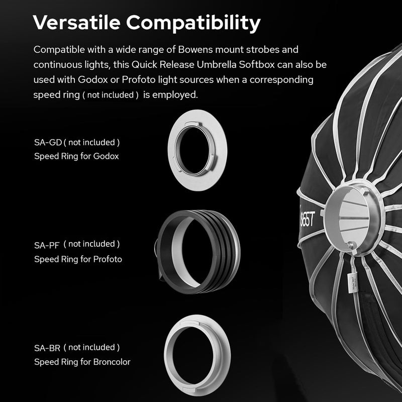 Godox S65T 65cm/25.6in Quick Release Umbrella Softbox Professional Foldable Softbox with Standard Bowen Mount & Diffusers for Photography Studio 65cm/25.6in Softbox