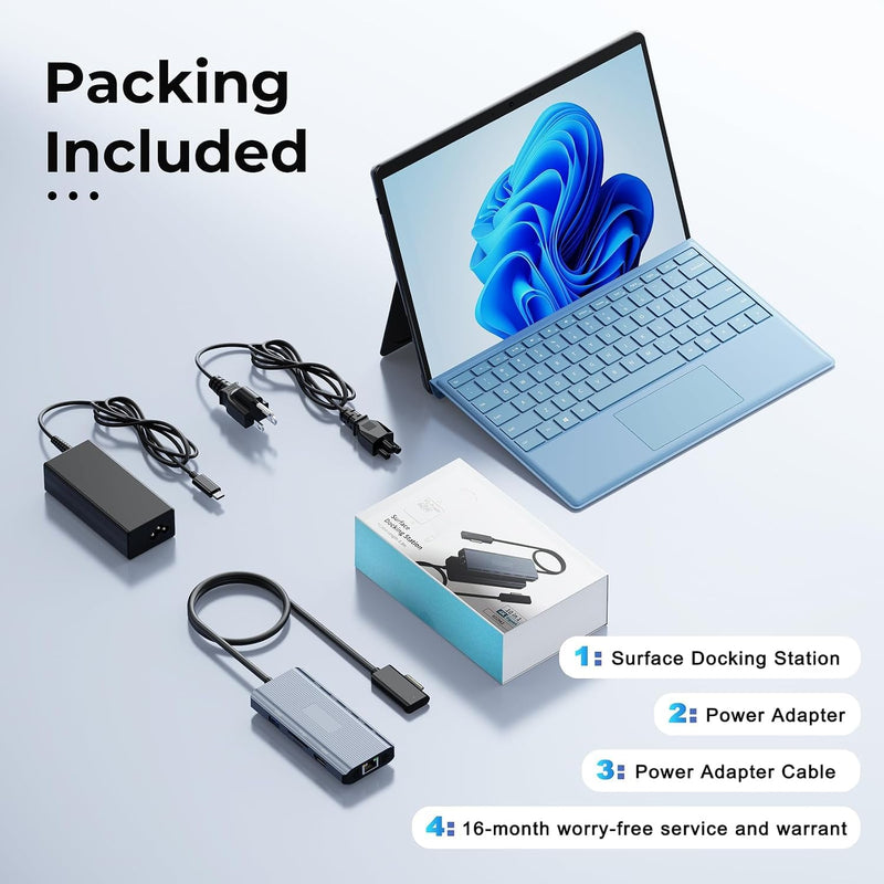 2026 New MS Surface Dock, 11-in-1 Surface Docking Station 4K@60HZ HDMI, Surface Travel Hub for Surface Pro 11/10/9/8/X/7/6/5/4/3, Surface Laptop 6/5/4/3/2/1, Laptop Go 3/2/1, Surface Book mocha