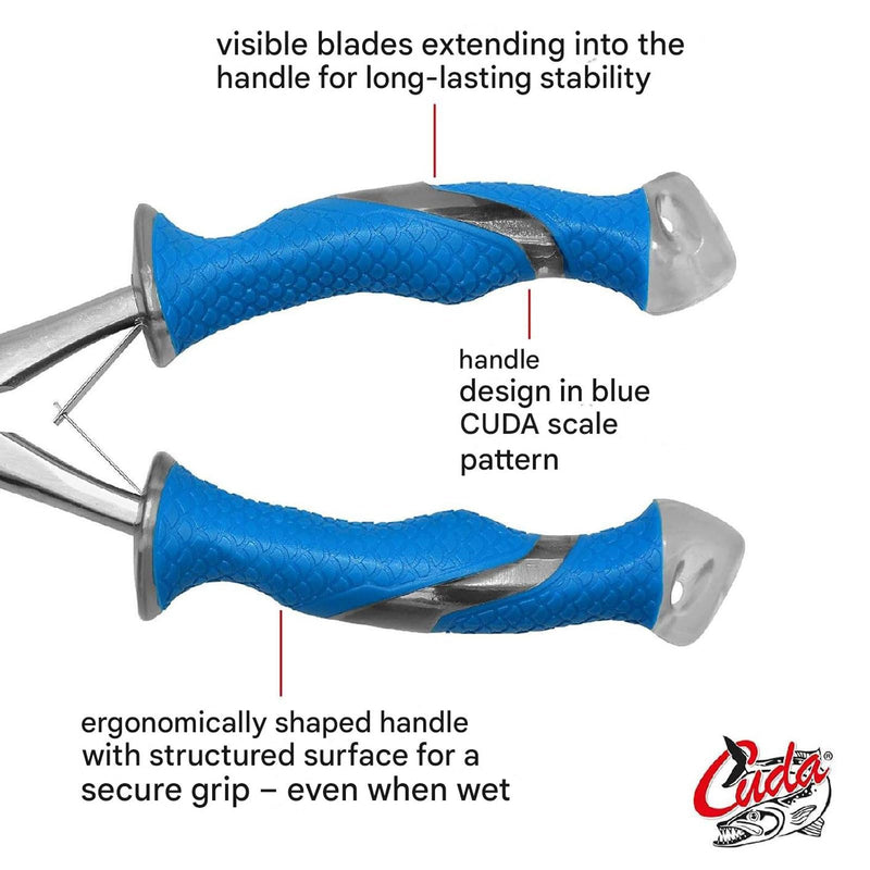 CUDA 10.25" Titanium Bonded Stainless Steel Freshwater Long Needle Nose Pliers #18113 Durable Fishing Hooks Remover, Ring Splitter with Crimper & Mono & Fluorocarbon Cutter