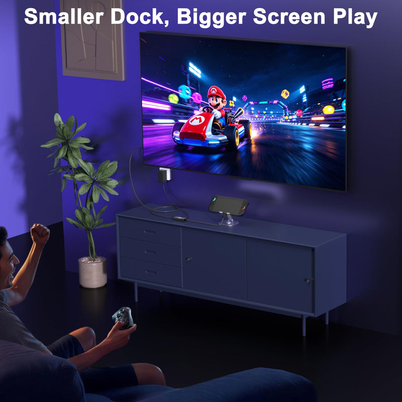 Travel Portable Switch 2 Dock for Nintendo Switch 2/1/OLED HDMI Cable | Plug-and-Play, 6ft, 4K@60HZ, PD 100W Charging, Portable Base, Travel Dock