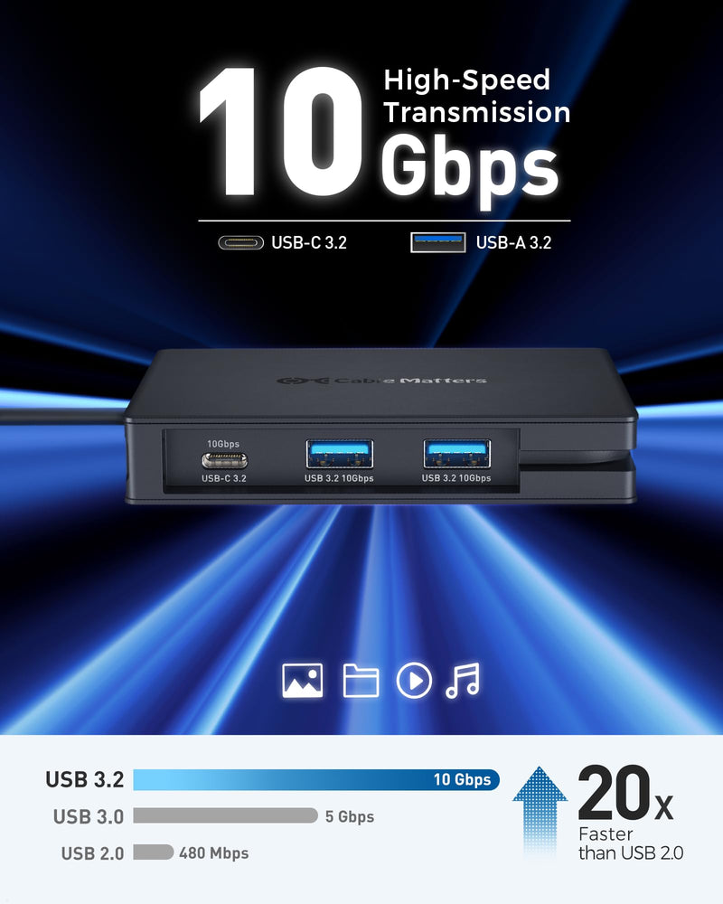Cable Matters 8-in-1 Portable 40Gbps USB4 Hub (USB 4 Dock) Dual DisplayPort 4K@60Hz, Single DP 4K@240Hz/8K@60Hz, 100W PD, Gigabit Ethernet, Limited macOS Display Support, Thunderbolt 4 Compatible