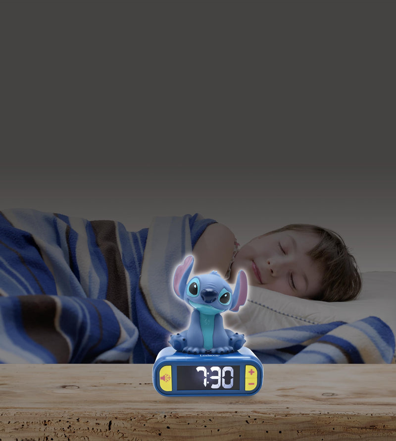 LEXiBOOK, Disney Stitch, Stitch Nightlight Alarm Clock, Sounds and Melodies, LCD Backlit Screen, Luminous, Snooze, Blue, RL800D Disney Stitch - Stitch