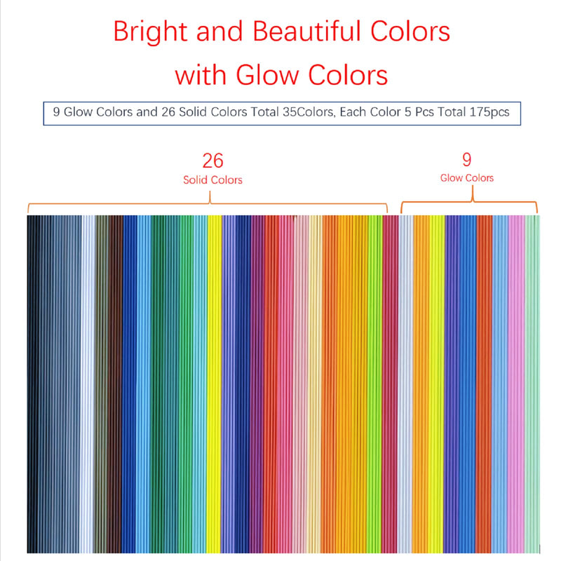35 Colors 3D Printing Pen Filament Refills Packs - Low - Non-Toxicpizimae Temperature PCL Filament, is only Fit for 3Doodler Start+ pens,2.5mm Diameterx15.2cm Length, Each Color 5pcS Total 175pcs