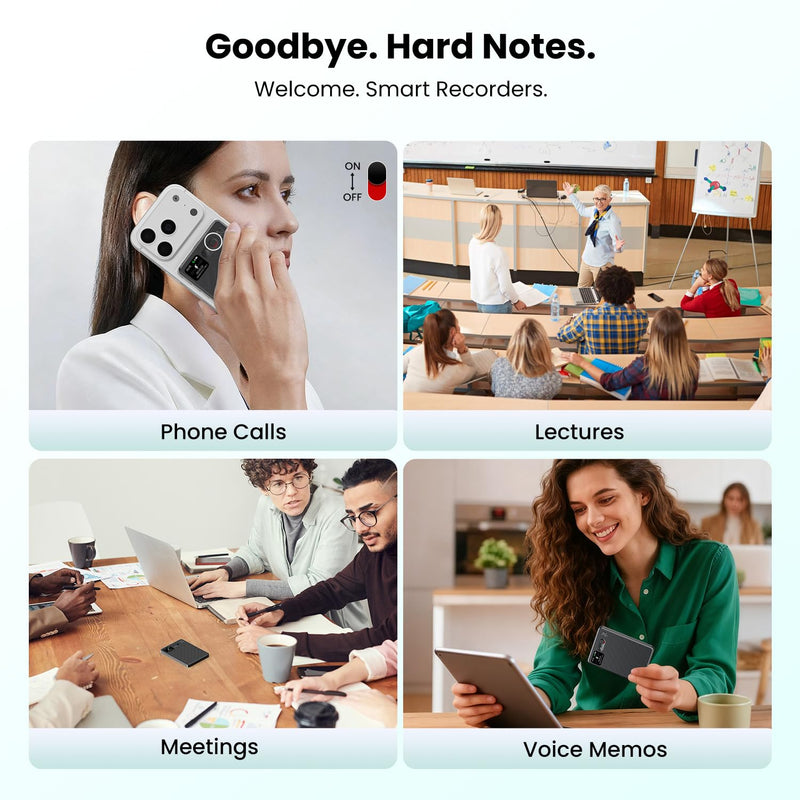 AI Voice Recorder, Note Taking Device Transcribe & Summarize Voice Recorder | With Display, App Control, Supports 132+ Languages, 100H, 64GB, Magnetic Audio Recorder for Lectures Meetings Calls, Black G-Black