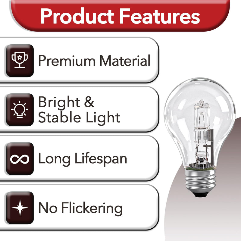 16 Pcs 043168787963 78796 Halogen Light Bulbs, 43W 120V with E26 Base | Full 360° Light Beam, Clear Dimmable Lighting, Fits Various Indoor Lamps, Direct Model Replacement, Tool-Free Quick Install 16