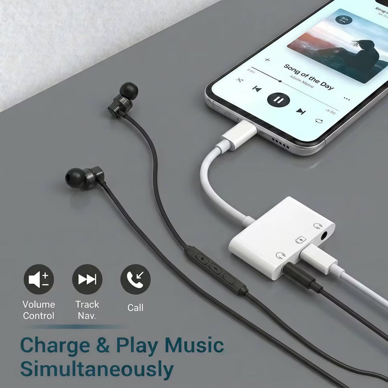 3-in-1 USB C to 3.5mm Audio Adapter, Headphone Splitter for 2 Headphones | USB-C to Dual 3.5mm Headphone Jack Adapter with PD Fast Charging for iPhone 17/16/15, iPad Pro, Samsung Galaxy S26/S25/S24