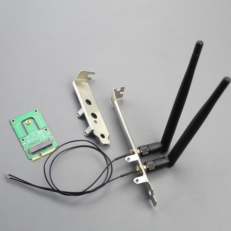 GLOTRENDS WA03 M.2 Key E to Mini PCIe WiFi Adapter for M.2 WiFi 4/5/6/6e/7/Coral TPU Module, with 3.5-dBi SMA Antenna Kits