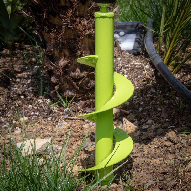 XtremepowerUS Garden Plant Flower Bulb Auger 3.5” x 12” Inch Rapid Planter Post or Umbrella Hole Digger for 3/8” Hex Drive Drill, Lime Green