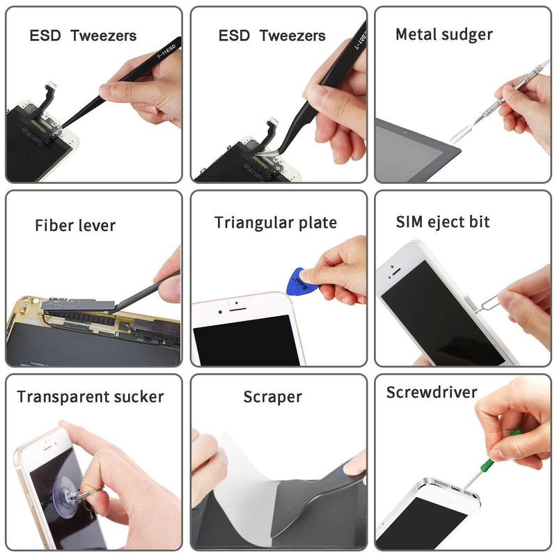 Kaisi Professional Electronics Opening Pry Tool Repair Kit +S-130 Insulation Silicone Soldering Mat Repair Mat Nylon Spudgers and Anti-Static Tweezers for Cellphone iPhone Laptops Tablets and More