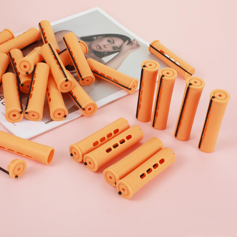 30PCS Perming Rods,Orange Perm Rollers for Black Women Bangs, Small Perm Rods DIY Hair Tools, Used to Create Different Types of Hairstyles at Home and Salon, Such as Curly and Wavy Hair