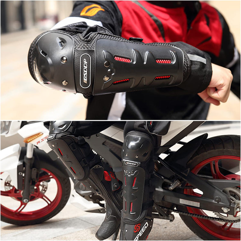 MUYDZ 4Pcs Knee and Elbow Pads with Adjustable Protection Gear for Men and Women Motorcycles Skate Motocross Extreme Sports