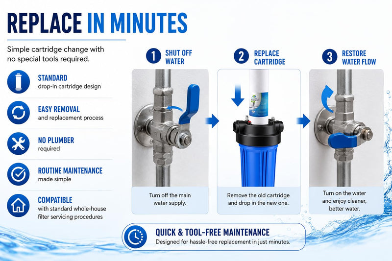 CFS – Compatible with EV953420 Models Sediment Water Filter Cartridges 4-Pack – 5 Micron Whole House Pre-Filter Replacement – Removes Dirt, Rust & Sand