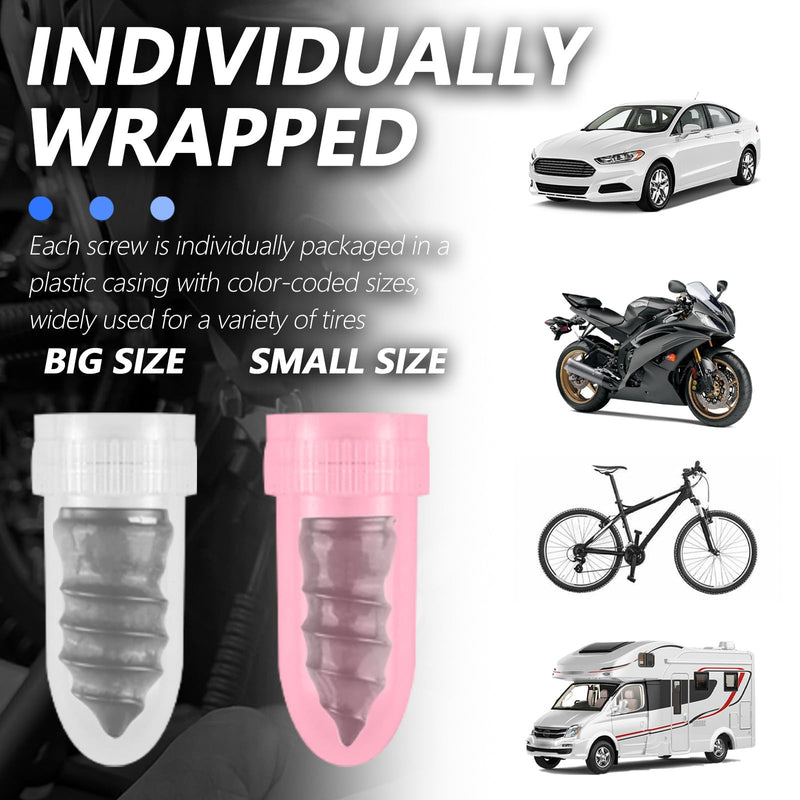 100PCS Tire Plug Kit,Self-Service Flat Tire Repair Kit Including Screwdriver,Upgraded Thickened Adhesive-Covered Tires Repair Screws for Sudden Flat Tyres Emergencies