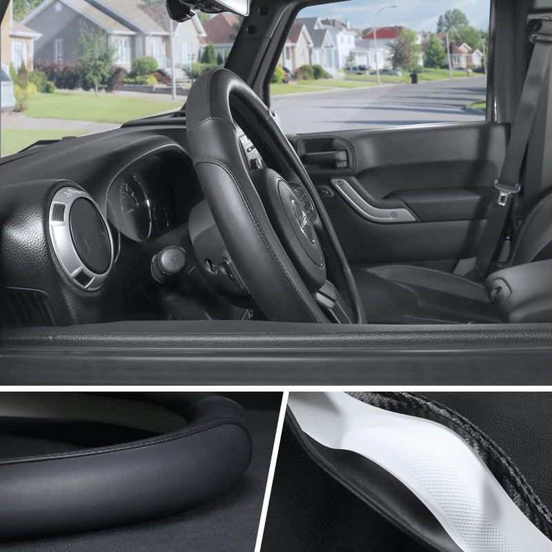 SEG Direct Car Steering Wheel Cover Large Size for F150 F250 F350 Ram 4Runner Tacoma Tundra Range Rover with 15 1/2 inches-16 inches Outer Diameter, Black Microfiber Leather 01-Black Large size[15 1/2''-16'']