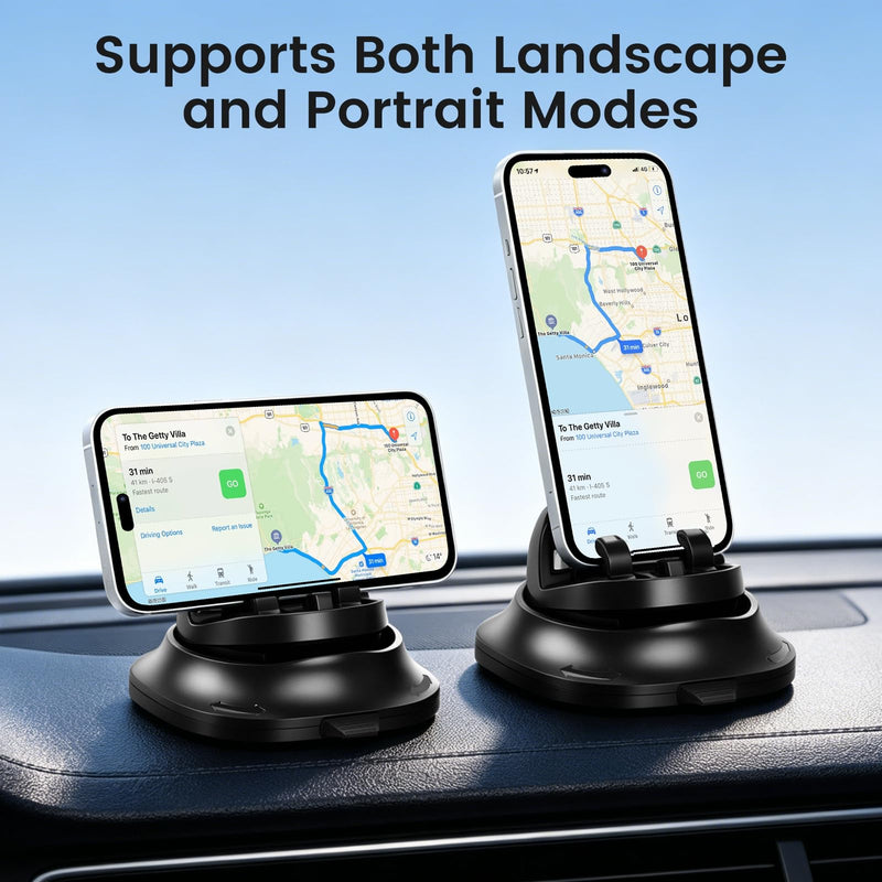 Car Phone Holder Dashboard Phone Mount for Car 360 Degree Rotation Silicone Non-Slip for Various Dashboards,Adjustable Spring Clip Desk Phone Stand Compatible with All Smartphones