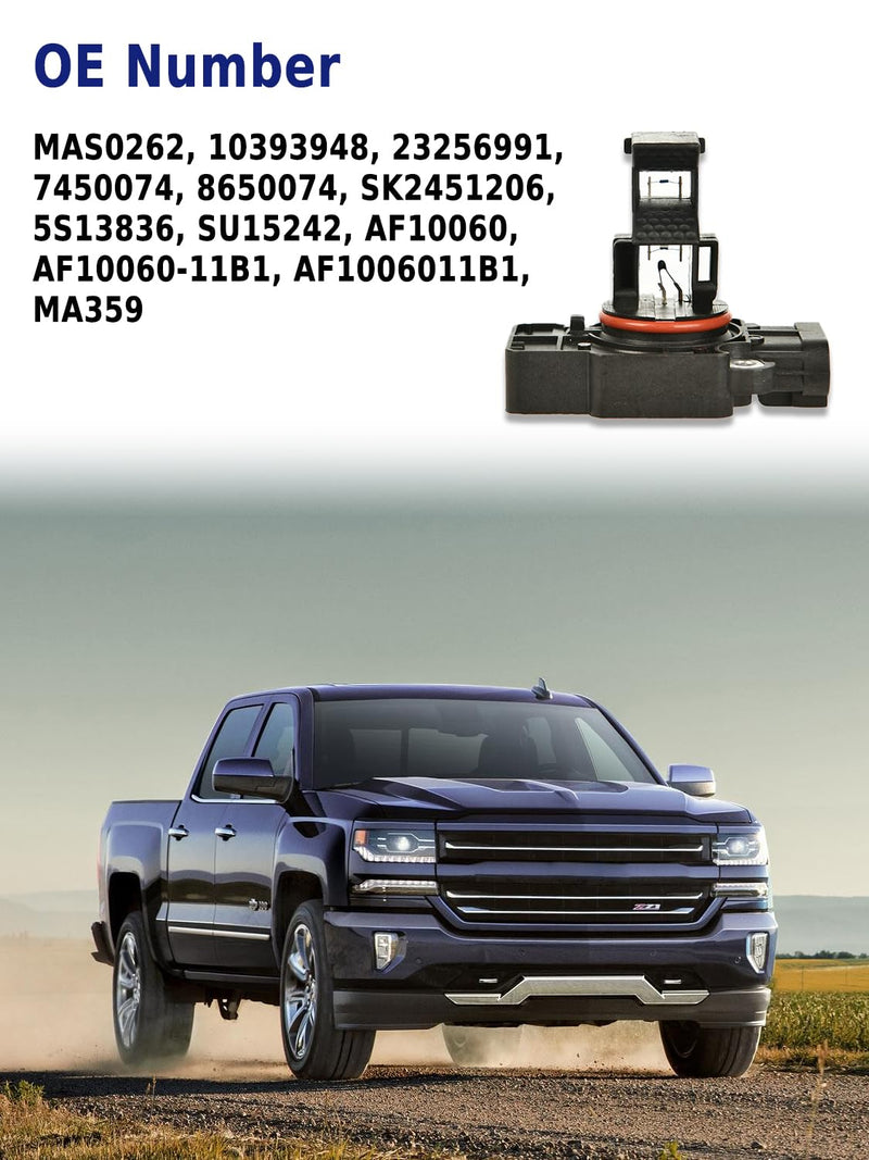 Mass Air Flow Sensor MAF Sensor Compatible with Cadillac CTS Escalade Chevy Avalanche Silverado Suburban Tahoe GMC Sierra Yukon XL 1500 2500 Replaces 10393948 23256991