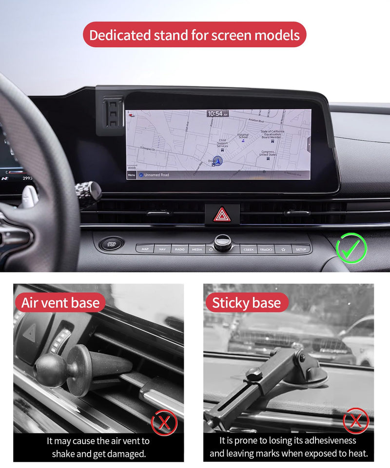 Wireless Charging car Phone Holder for Hyundai Elantra/Hybrid 2021-2025/Elantra N 2023-2025 Accessories 8/10.25 inch Screen Fixed Clip,360° Rotation car Phone Mount Compatible with MagSafe