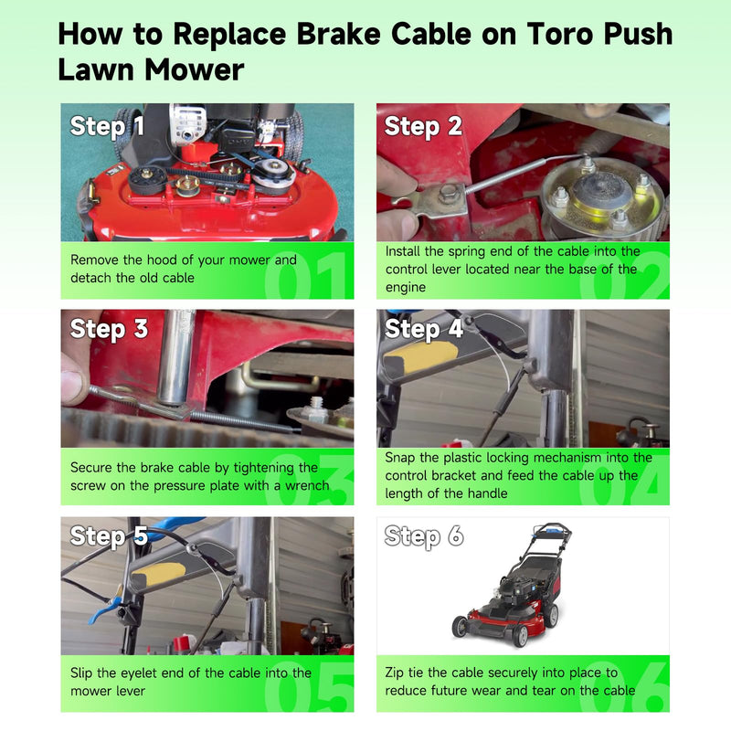 133-1998 Brake Cable Compatible with Toro Timemaster 30" Self Propelled Gas Push Lawn Mower, Blade Engagement Cable Replacement for Toro 21199 21200 20976 20978 Walk Behind Lawnmower Parts