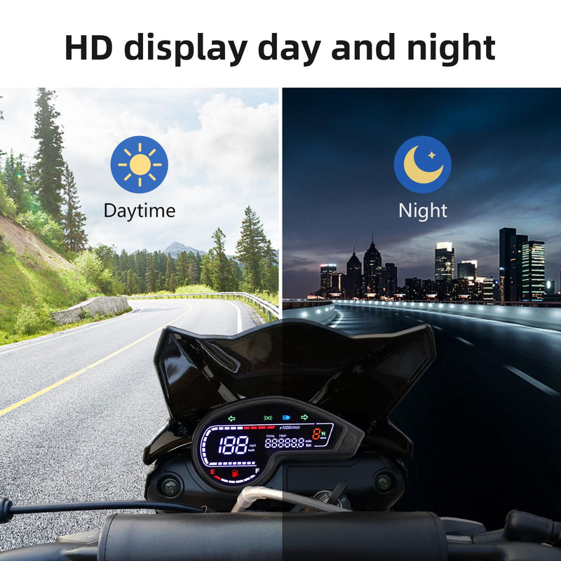 Motorcycle Digital Speedometer Compatibility for Honda NXR150 NXR125 Bros Motorcycle Gauge Cluster MPH 12V Dashboard Speedo Meter with Tachometer RPM Odometer Gear Volt