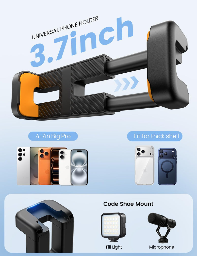 Lamicall Tripod for iPhone with Wireless Remote for iPhone Gopro Camera | Ultra-Stable, Mini Flexible Phone Stand for Recording with 1/4'' Screw, Cold Shoe for Pocket 3/4 fit Travel Content Creation 11.2inches