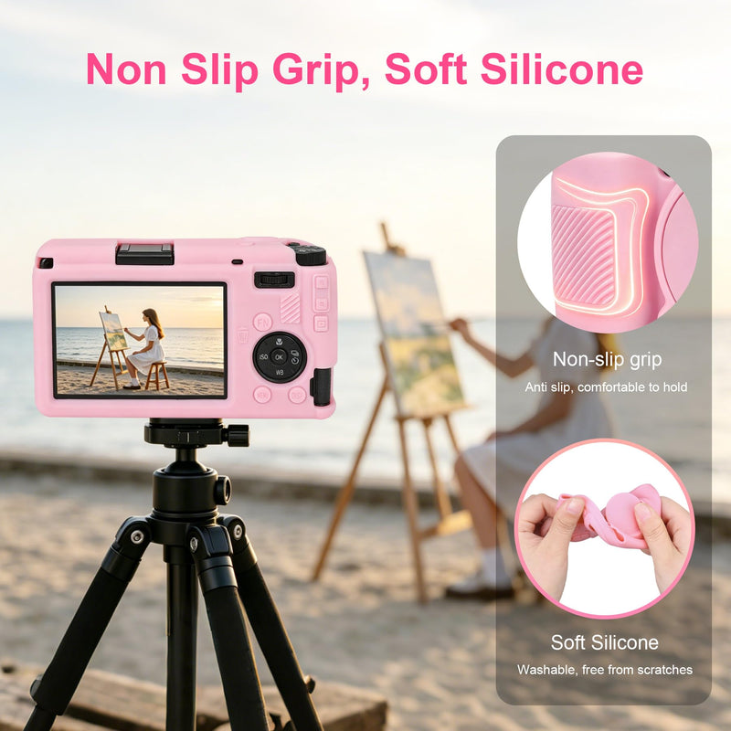 Canboc Cover for RICOH GR IV/GR IV HDF/GR IV Monochrome Digital Camera | GRIV Soft Silicone Protective Case with Detachable Lens Cover, Pink