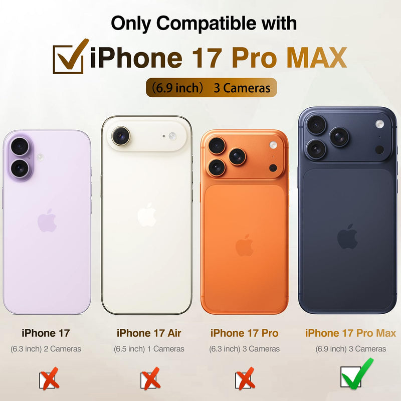 LOHASIC for iPhone 17 Pro Max Wallet Case with Strap, Card Holder, Beige | 4 Card Slots & Cash Slot, Crossbody Strap Removable, Wrist Strap, RFID Blocking, Kickstand, Vegan Leather Phone Case