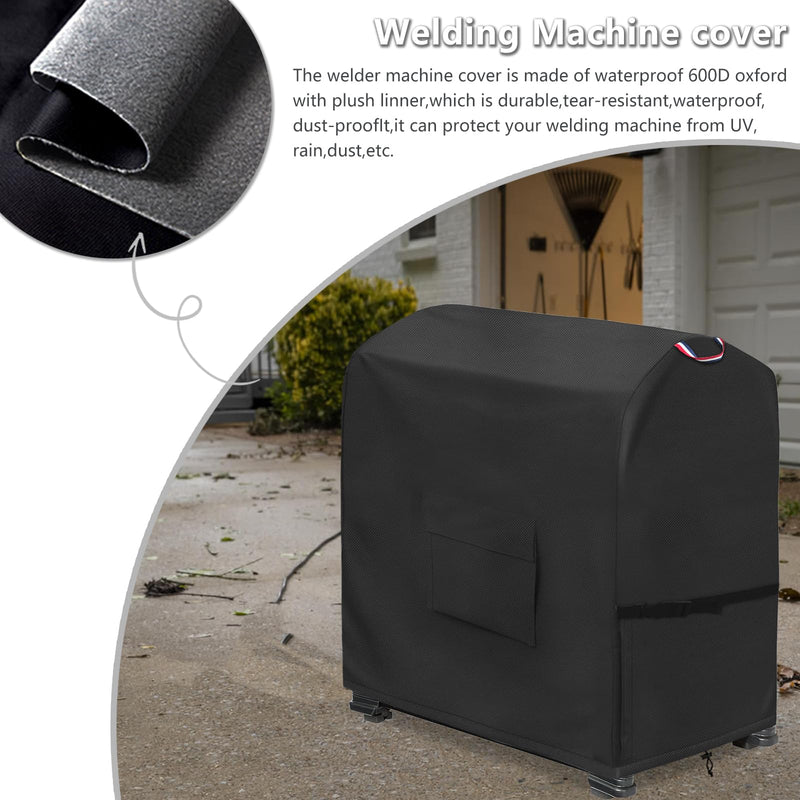 Premium Welding Machine Cover - Heavy Duty 600D Waterproof TIG225X TIG Welder Cover with Plush Liner (Black, 22'' L x 12.6'' W x 22'' H) Black