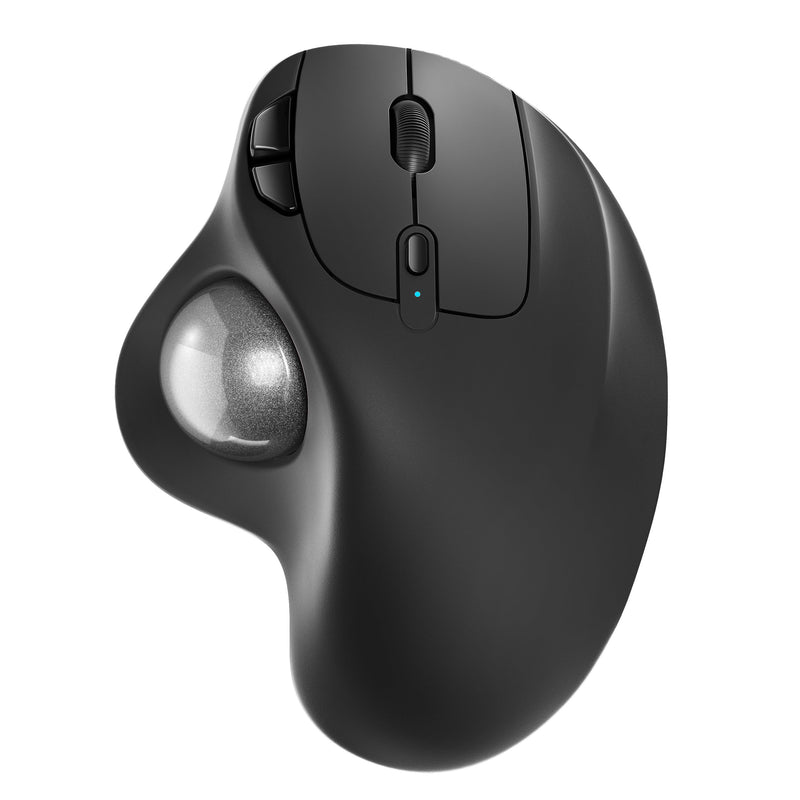 Nulea M501 Wireless Trackball Mouse, Rechargeable Ergonomic, Easy Thumb Control, Precise & Smooth Tracking, 3 Device Connection (Bluetooth or USB), Compatible for PC, Laptop, iPad, Mac, Windows. G-Silver