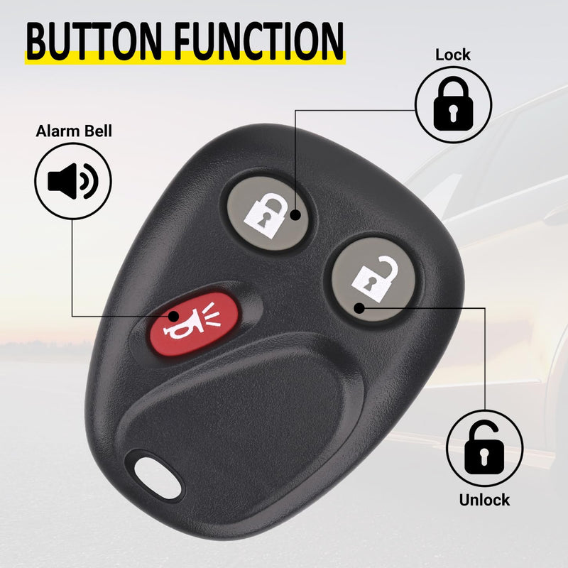 Key Fob Replacement for 2003-2006 Chevy Silverado Suburban Avalanche Tahoe SSR Equinox/ 03-06 Gmc Sierra Yukon XL/ 03-06 Hummer H2/ 04-07 Saturn Vue/ 03-06 Escalade Car Keyless, LHJ011, 3 Btn