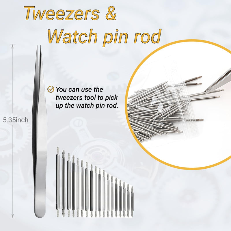 Watch Repair Tool Kit, Suitable for Battery Replacement & Watch Link Removal and Adjustment, Including Multi-Size Screwdriver Set, Tool Hammer, Watch Back Cover Disassembly Tool, and Portable Carrying Case, with User Manual.