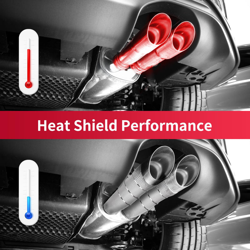 Exhaust Heat Shield Automotive 16"x13" 2 Pack, Embossed Aluminum Heat Shield Kit with 10 Stainless Steel Zip Ties Cable Metal for Car Muffler Exhaust Wrap High Temp Thermal Barrier Battery 16"x13"/piece-2piece