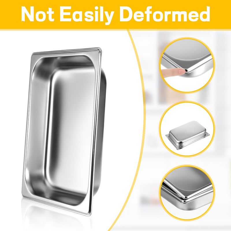 4 Pack 1/3 Size Hotel Pans 2.5" Deep 1/3 Size Stainless Steel Steam Table Pan Anti-Jam Food Pan Chafing Pan for Hotel, Party, Buffet, Chafing Dishes, Catering Supplies