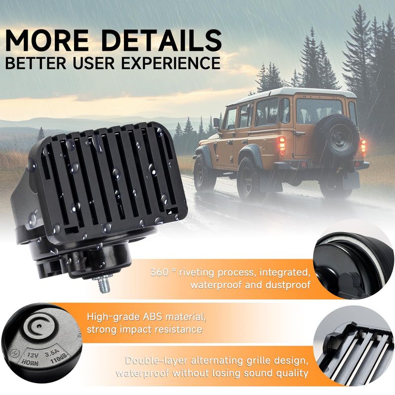 Auto Horn Suitable for Chevy/GMC/Ford 12V Car Horns Loud with Protective Grill Dual-Tone Electric Snail Horn Waterproof and Dustproof Compatible with Chevy horn