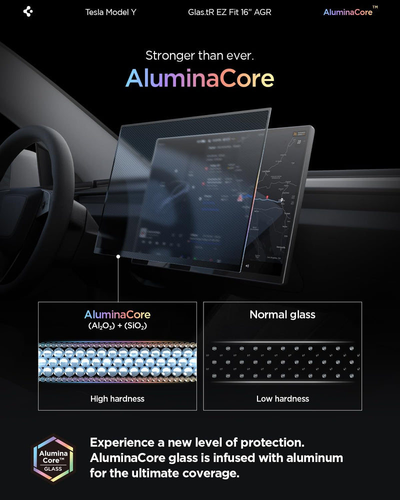 Spigen GlasTR EZ FIT Screen Protector Matte Finish for Model Y (2026) | Aluminacore 10H+ Tempered Glass, Auto Align Tray, Anti-Fingerprint, Designed for Model Y Premium/Performance/L (2026) 16" 16-inch 2026 Model Y