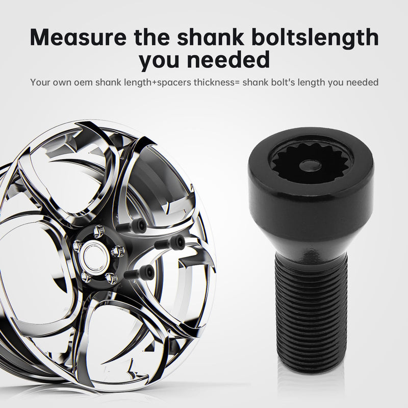 5pcs 36136786191 M14x1.25mm Wheel Lock Set Lug Nuts Bolt Fit for BMW Mini, I3 I8 M2 M4 F80 X2 X4 X6 with Master Key, Black Anti-Theft Wheel Stud Bolt Locks
