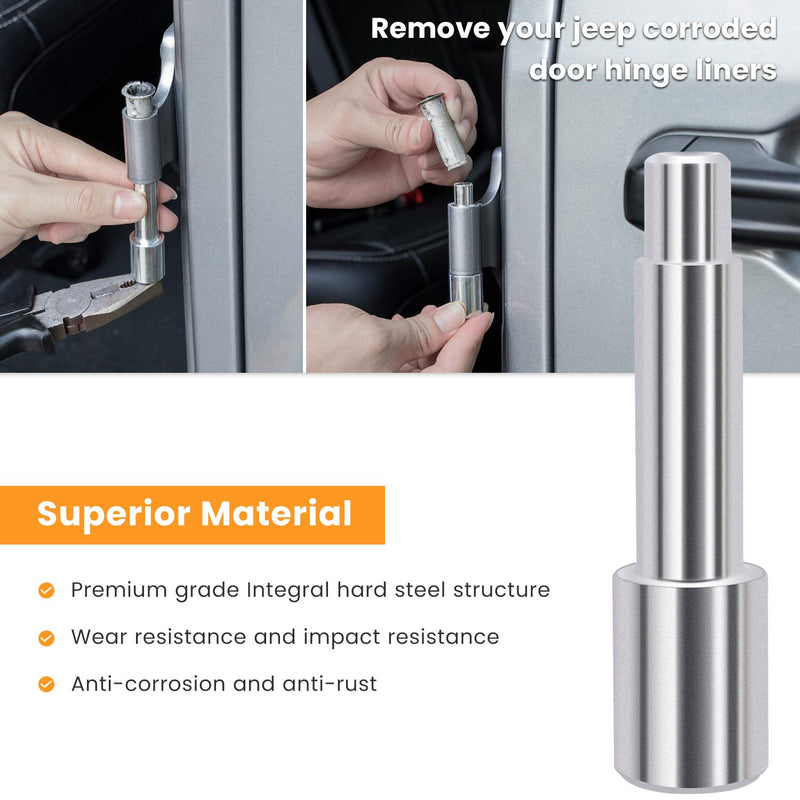 Door Bushing Removal Tool Hinge Liners For Jeep Wrangler JK JKU JL JLU Sports Sahara Freedom Rubicon Unlimited & Gladiator JT 2/4-Door 2007-2018 2019 2020 2021 2022 2023 2024 (9 Pcs)