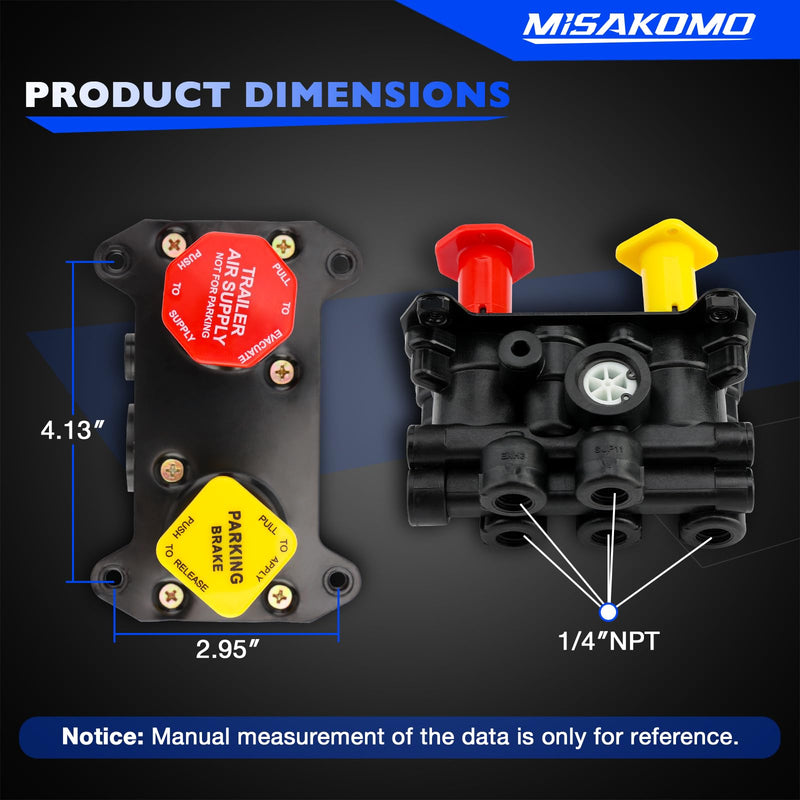 800516 MV-3 Dash Air Brake Control Valve - MV3 Trailer Parking Brake Valve - Compatible with Volvo 3948331, Bendix 065157 065697, Velvac 4790208 5001230, and Western Star Peterbilt Kenworth 800516