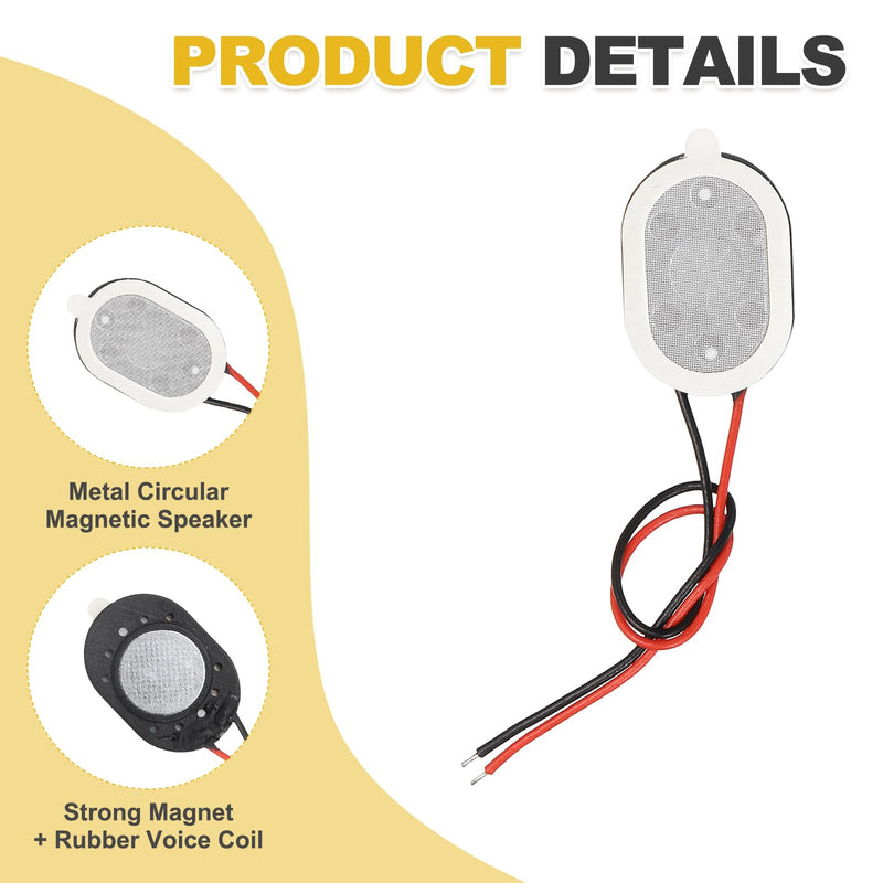 10pcs Internal Magnet Speaker (0.6x0.8 Inch / 14x20 Mm) - 1W 8 Ohm Oval Micro Magnet Loudspeaker with 60mm Terminal Wire for DVD EVD Mobile Portable Advertising Machine, Black 0.6x0.8 Inch + 60mm Terminal 10