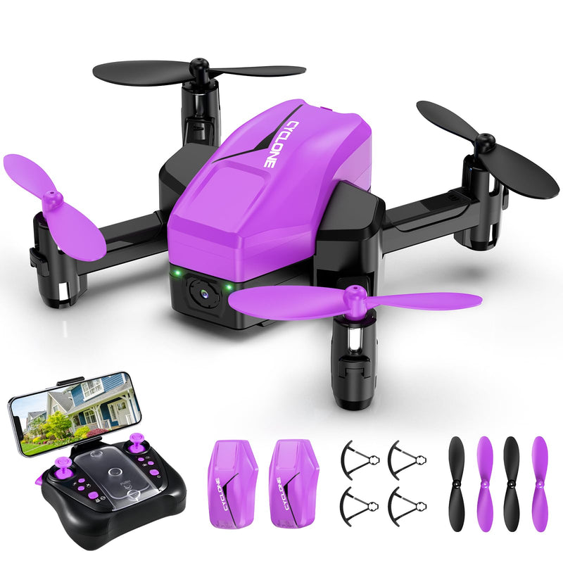 ATTOP Mini Drone with 1080P Camera for Kids, Foldable FPV Drone for Kids 8-12 Pocket RC Quadcopter, Voice Control, 3 Speed Modes, Gravity Control, Altitude Hold, 2 Batteries, Gifts for Kids Beginners Upgraded 1080P Camera - Purple