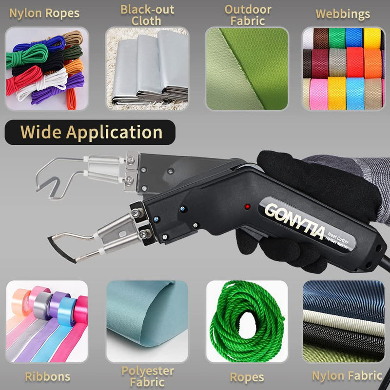 Hot Knife Rope Cutter Fabric Cutter Pro Electric Hot Knife Heat Sealer Cutting Tool kit (GT-R(fabric rope cutter)) Rope Cutter Black