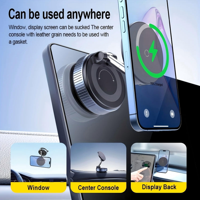 WEKEFON Car Phone Holder for Magsafe,360° Adjustable Suction Cup Phone Mount,Foldable Suction Cup Phone Mount,Phone Holders for Your Car for iPhone 16 15 14 13 12 Pro Max Plus (Black-K007) Black-K007
