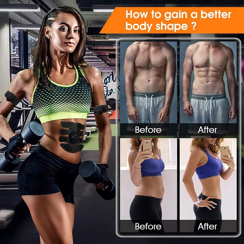 Fitness Belt Abs Stimulator Muscle Training Fitness Workout Equipment Ab Core Toner Belt for Abdominal/Arm/Leg for Home Use Black
