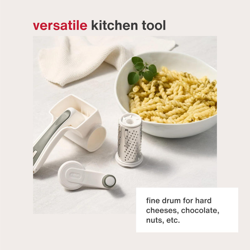 Zyliss Classic Rotary Cheese Grater - NSF Restaurant Certified Handheld Grater - Can be used for Hard Cheese, Chocolate & More - With Comfortable Handle & Easy-to-Clean Drum - White Restaurant Cheese Grater