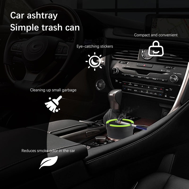 Smokeless Ashtray,Portable Car Ashtrays for Cup Holder Smell Proof,Multifunctional Ashtray with Lid Smell Proof for Ccar Truck SUV Keep Car Interior Accessories Tidy (Black) Black