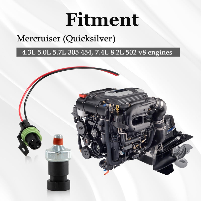 Oil Pressure Fuel Pump Pressure Shut Sensor Switch Compatible with Mercruiser (Quicksilver) 4.3L 5.0L 5.7L 305 454,7.4L 8.2L 502 v8 Engines Replace#: 87-864252A01