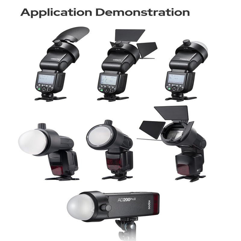 Godox S-R2 Round Head Accessories Adapter with AK-R1 Round Head Accessories for Godox AD200Pro II AD200 Pro,V860III,TT685II,TT520II,Compatible with Canon with Nikon with Sony Camera Flash Speedlight