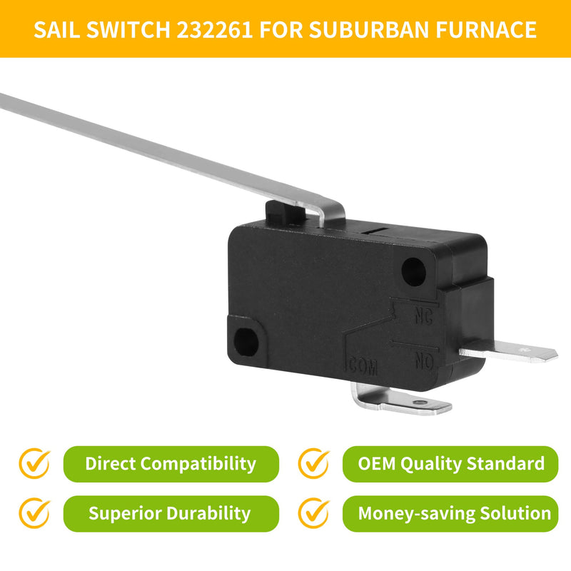 232261 Sail Switch for RV Furnace, Compatible with Suburban SF Series SF-20 25 30 35 42, SF-20F 25F 30F 35F 42F RV Flame Furnace, Replacement Part # 233382 525003, Low Air Flow Transfer Switch 1