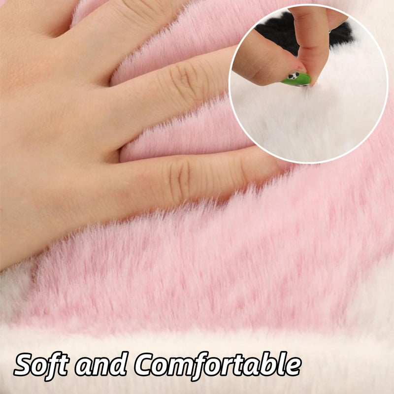 Fluffy Cat Paw Print Car Seat Cover for Universal Faux Sheepskin Fur Car Seat Covers Fuzzy Soft Plush Auto Seat Protector Pad (Pink, 2pcs Front Seat Cushions) Pink